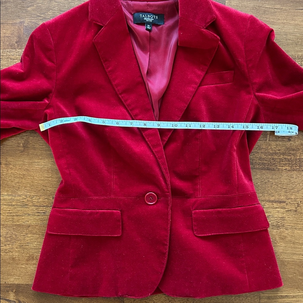Y2K Velvet rusty red Power Blazer Tailored Fit VTG style Talbots Size 6 Petite. - Picture 4 of 8